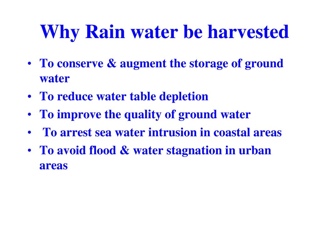 Why Rain water be harvested