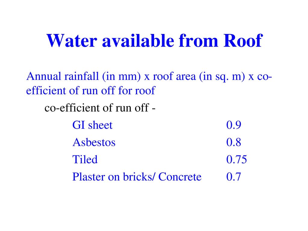 Water available from Roof