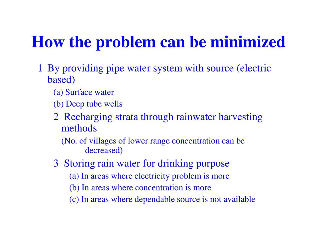 How the problem can be minimized