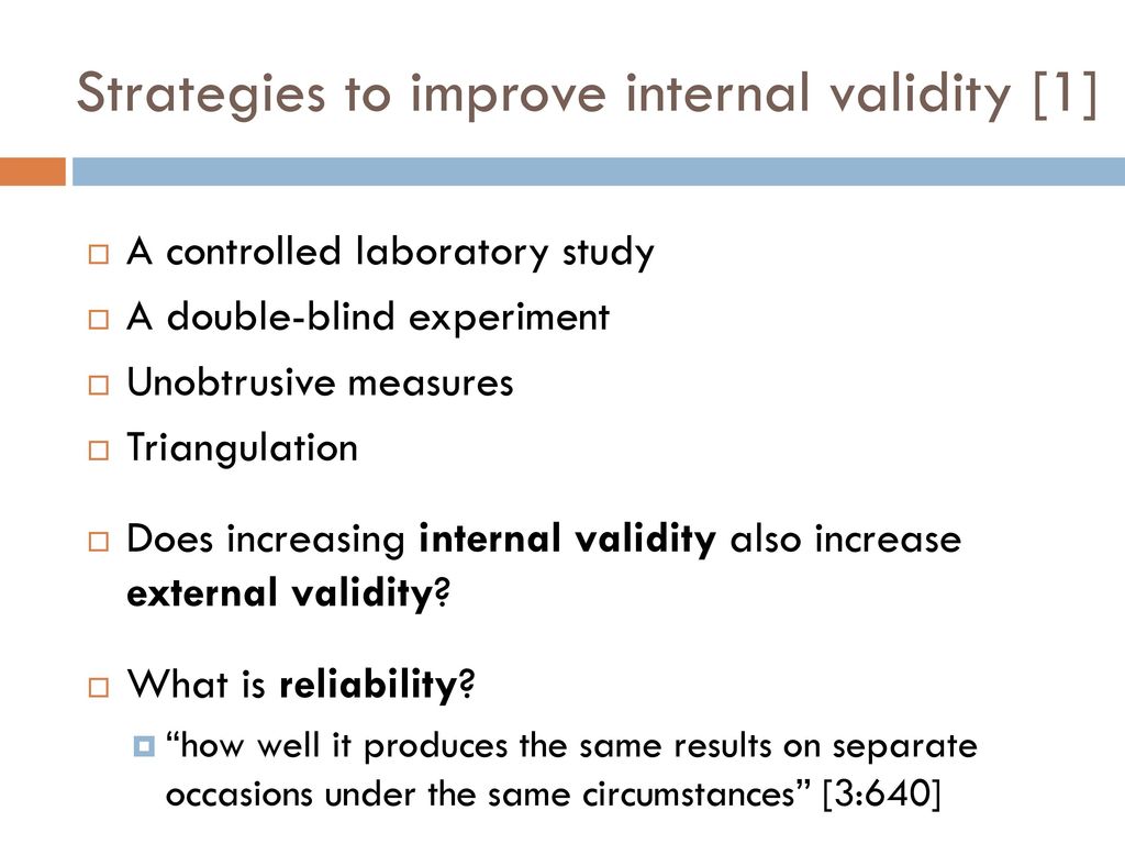 Strategies to improve internal validity [1]