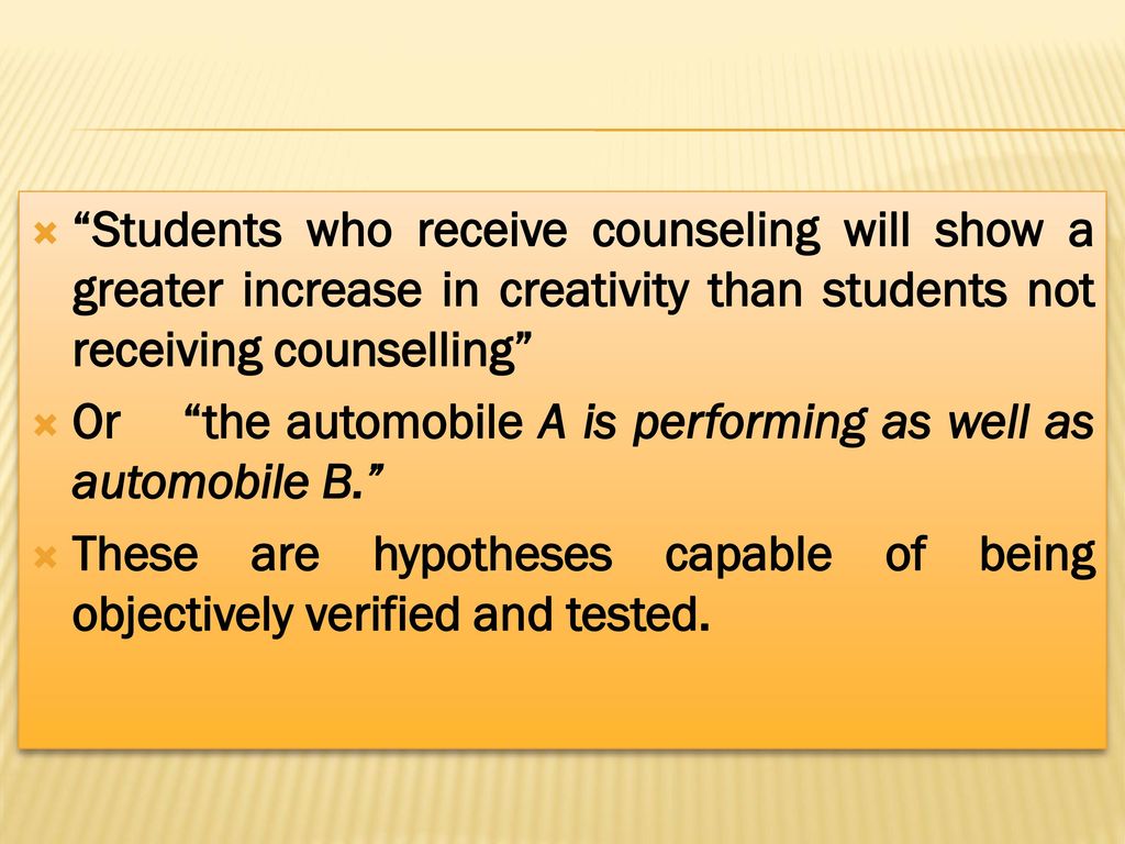 Students who receive counseling will show a greater increase in creativity than students not receiving counselling