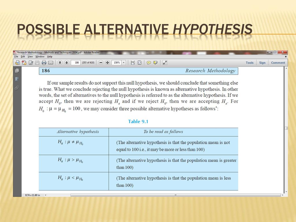 possible alternative hypothesis