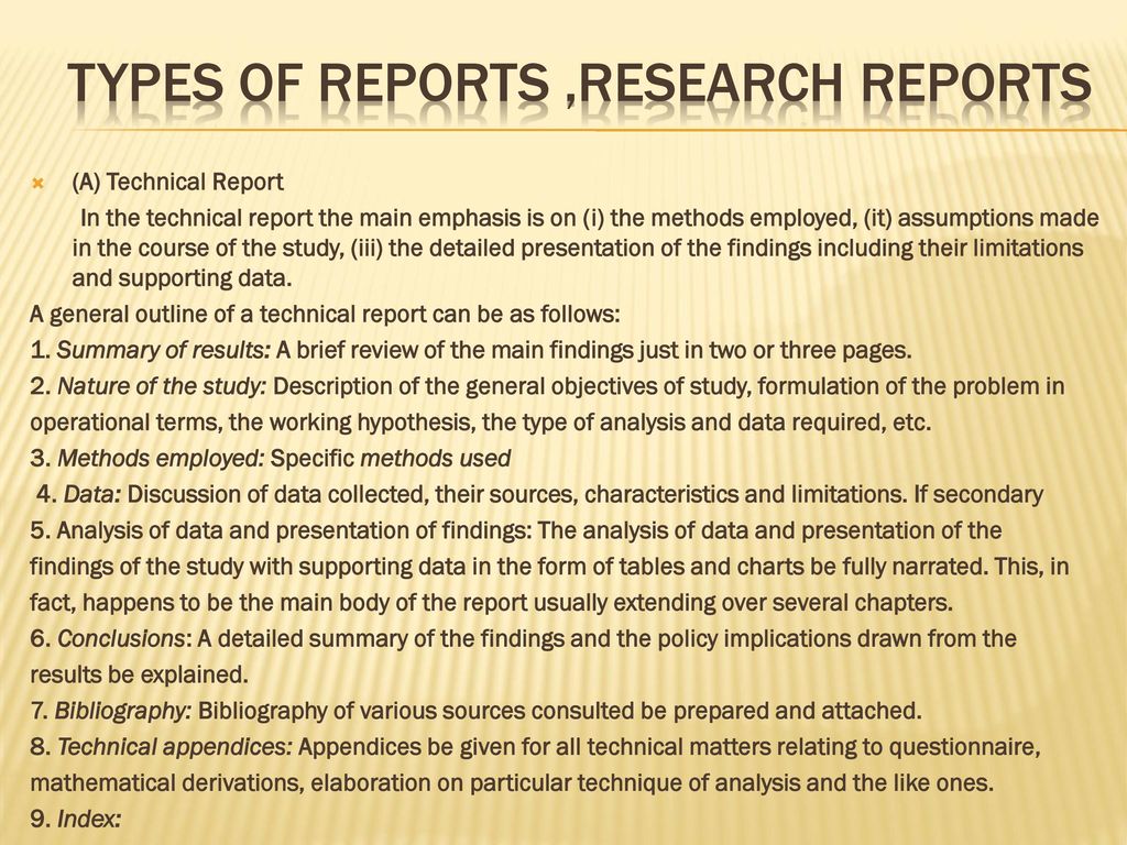 TYPES OF REPORTS ,Research reports