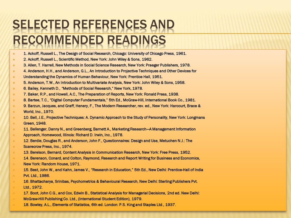 Selected References and Recommended Readings