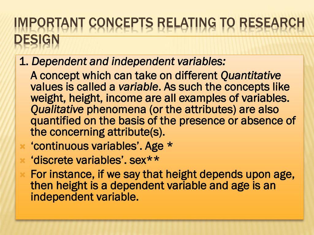 IMPORTANT CONCEPTS RELATING TO RESEARCH DESIGN