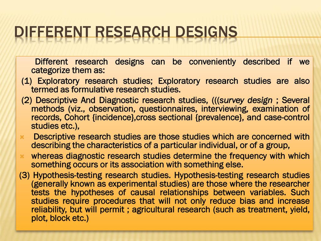 DIFFERENT RESEARCH DESIGNS