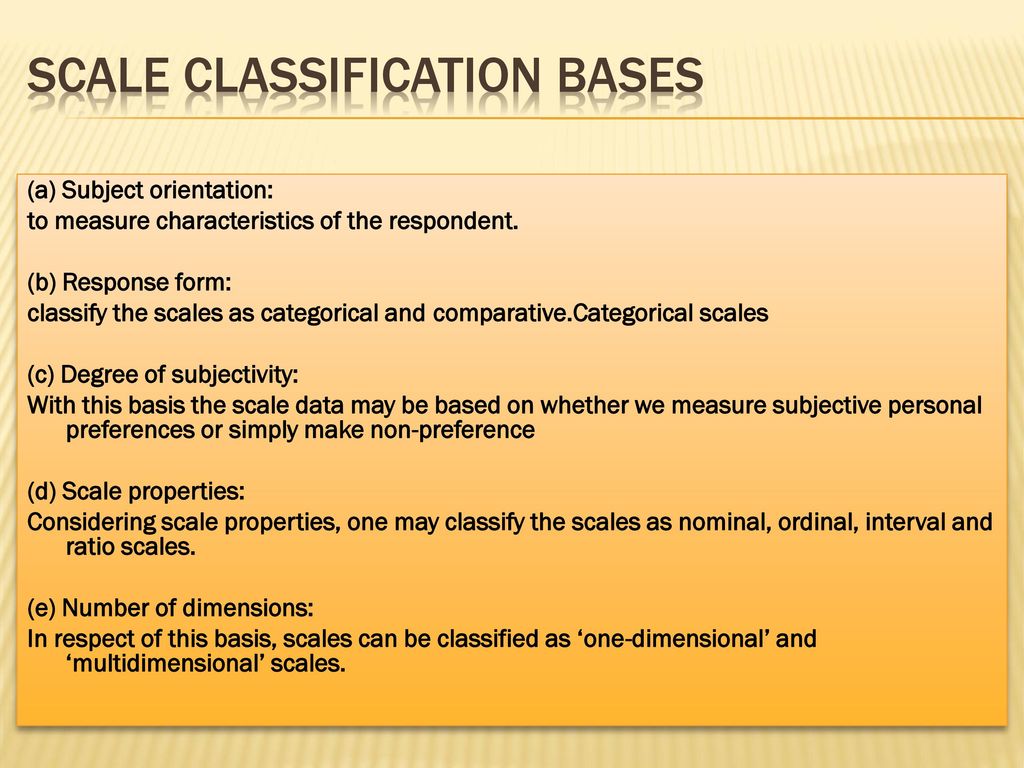 Scale Classification Bases