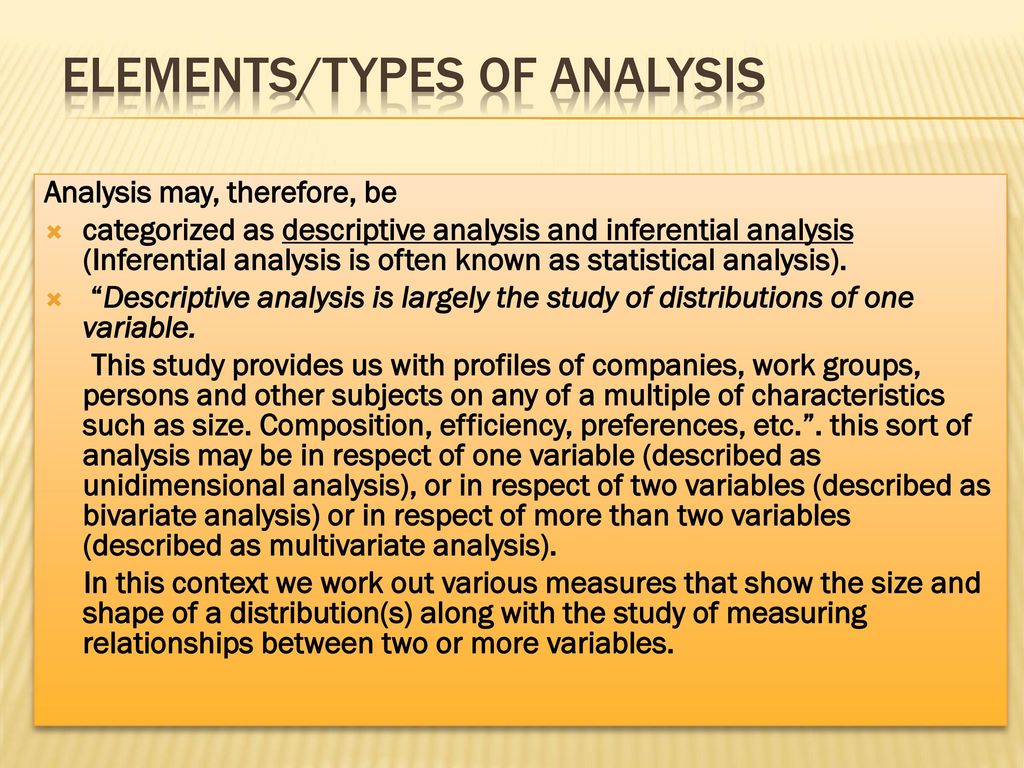 ELEMENTS/TYPES OF ANALYSIS