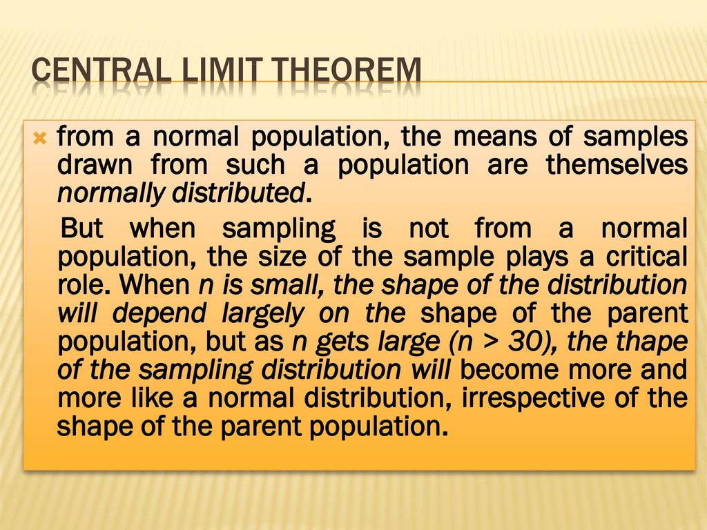 central limit theorem from a normal population, the means of samples drawn from such a population are themselves normally distributed.