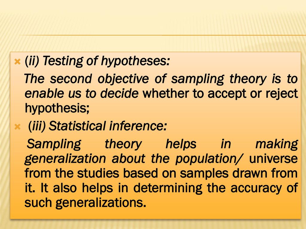 (ii) Testing of hypotheses: