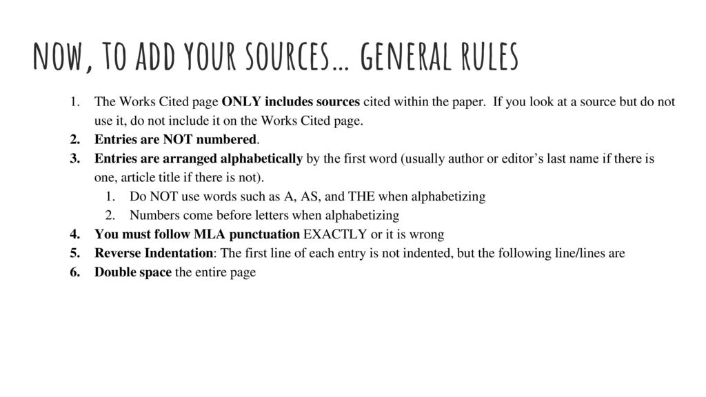now, to add your sources… general rules