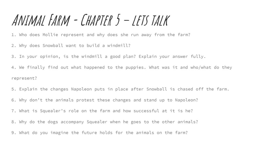 Animal Farm - Chapter 5 – lets talk