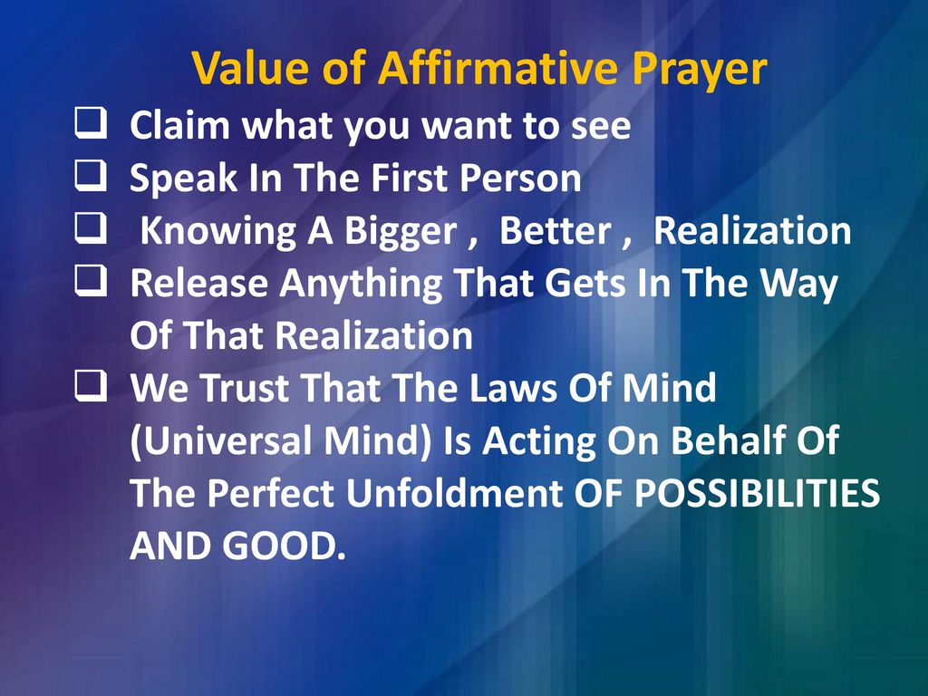 Value of Affirmative Prayer