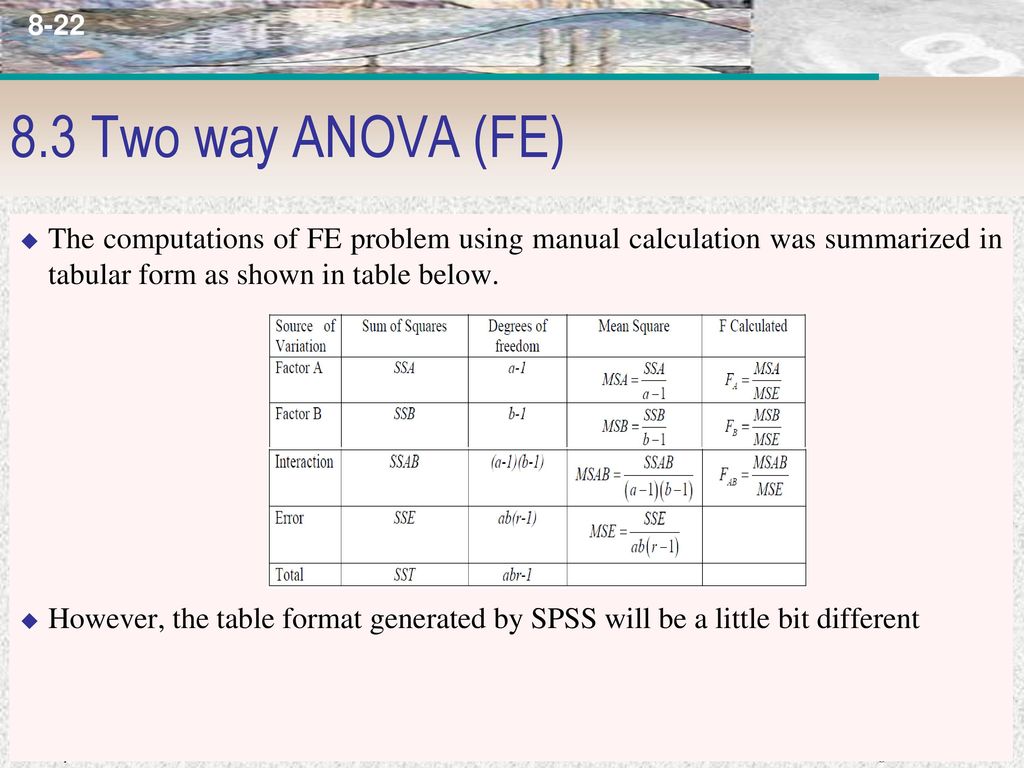 Analysis of Variance l Chapter 8 l 8.1 One way ANOVA - ppt download