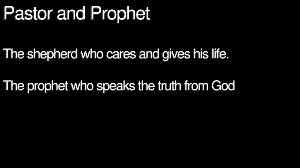 Pastor and Prophet The shepherd who cares and gives his life.