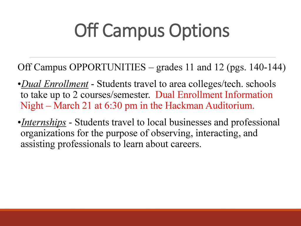 Off Campus Options