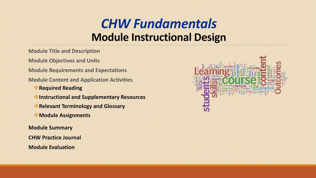 CHW Fundamentals Module Instructional Design