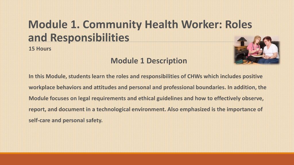 Module 1. Community Health Worker: Roles and Responsibilities