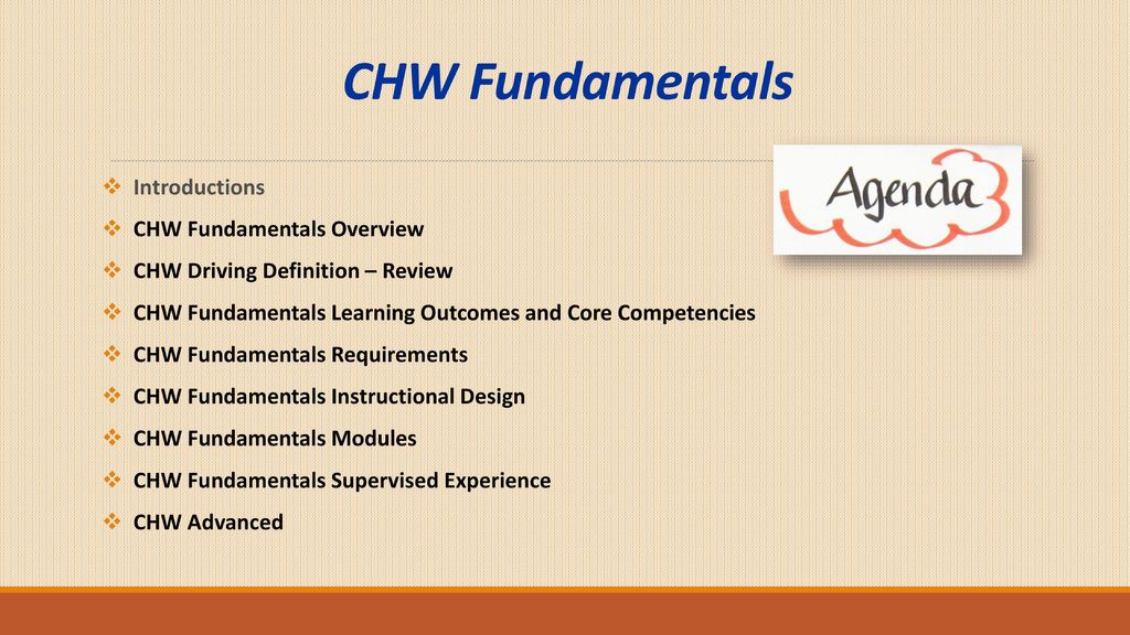 CHW Fundamentals Introductions CHW Fundamentals Overview