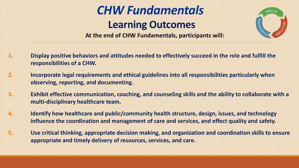 CHW Fundamentals Learning Outcomes