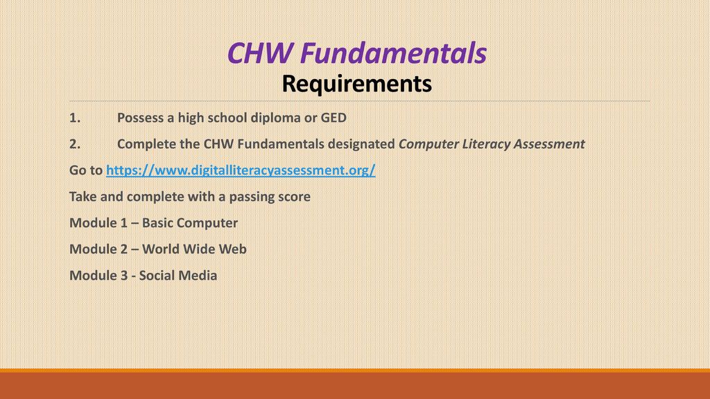 CHW Fundamentals Requirements