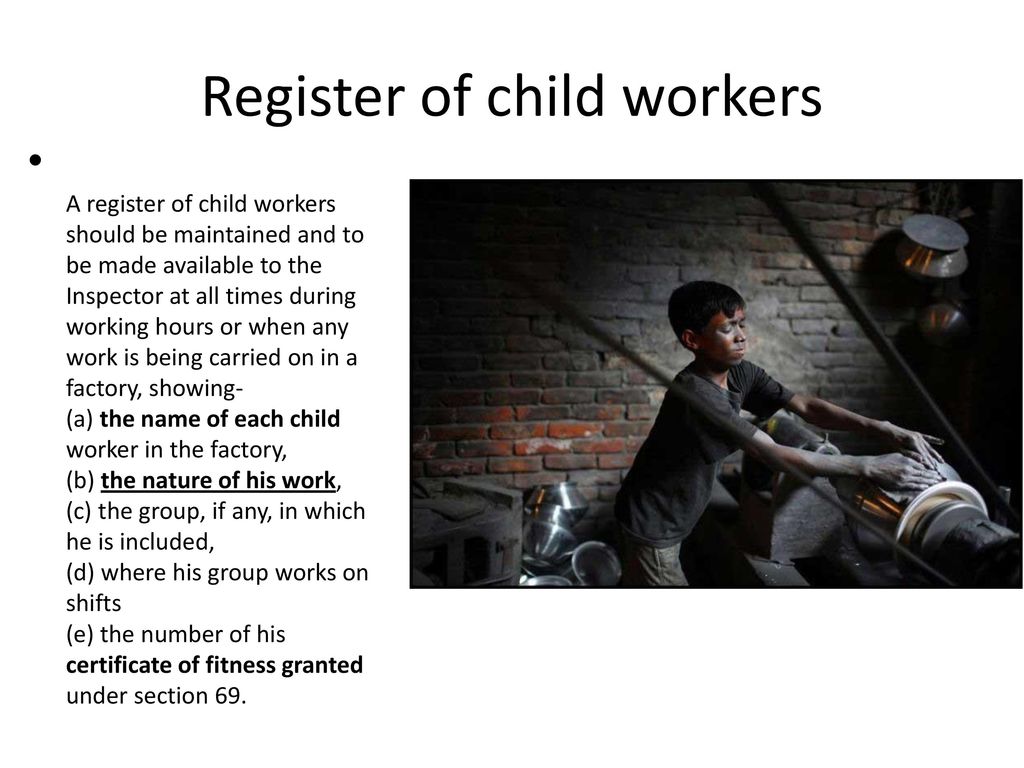 Register of child workers