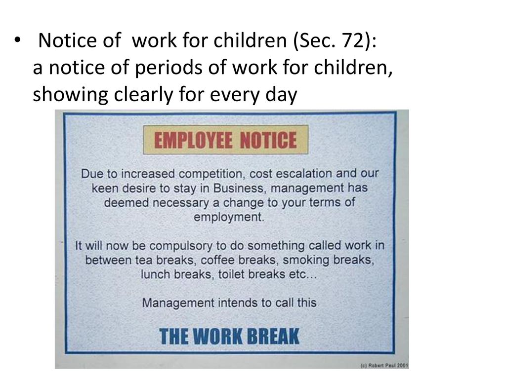 Notice of work for children (Sec