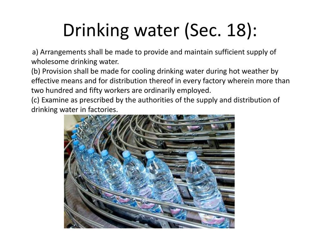 Drinking water (Sec. 18):