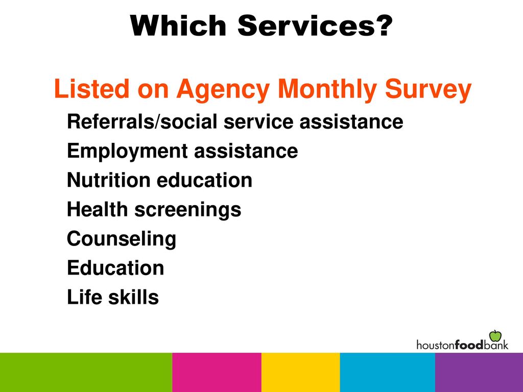 Which Services Listed on Agency Monthly Survey