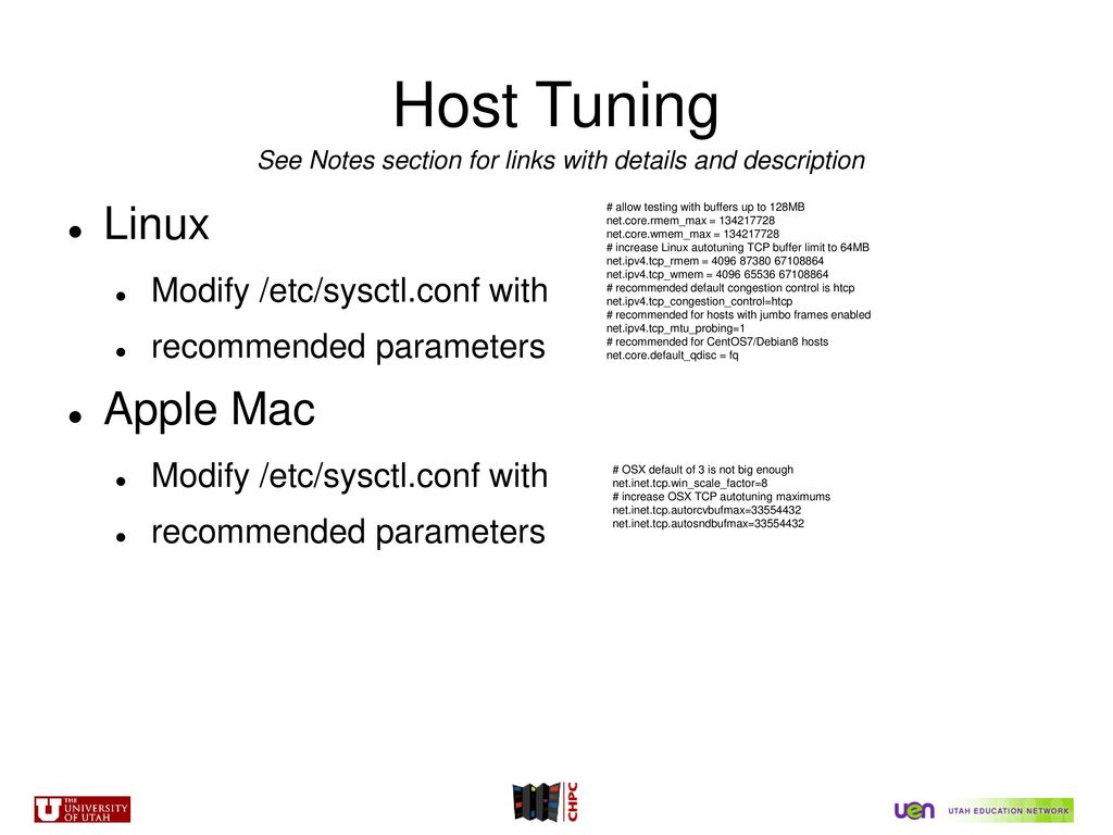 Host Tuning Linux Apple Mac Modify /etc/sysctl.conf with