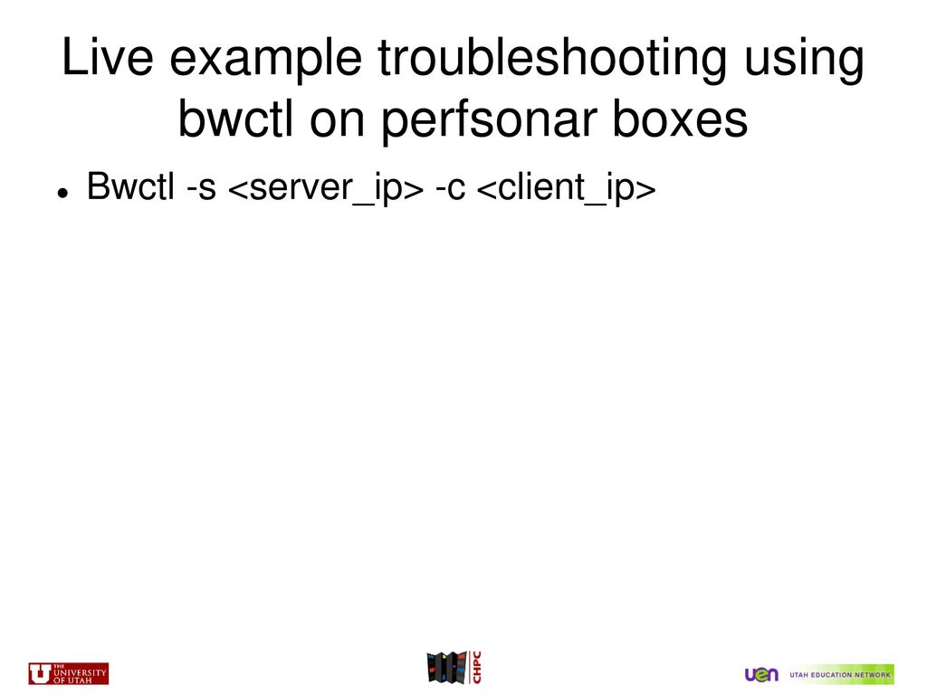 Live example troubleshooting using bwctl on perfsonar boxes