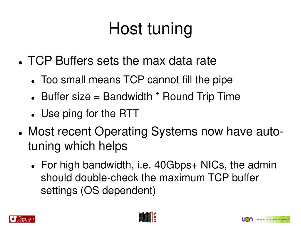 Host tuning TCP Buffers sets the max data rate