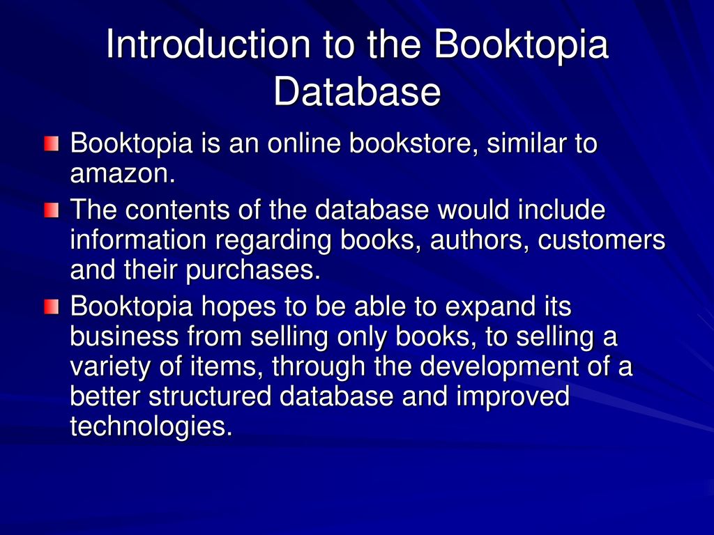 Introduction to the Booktopia Database