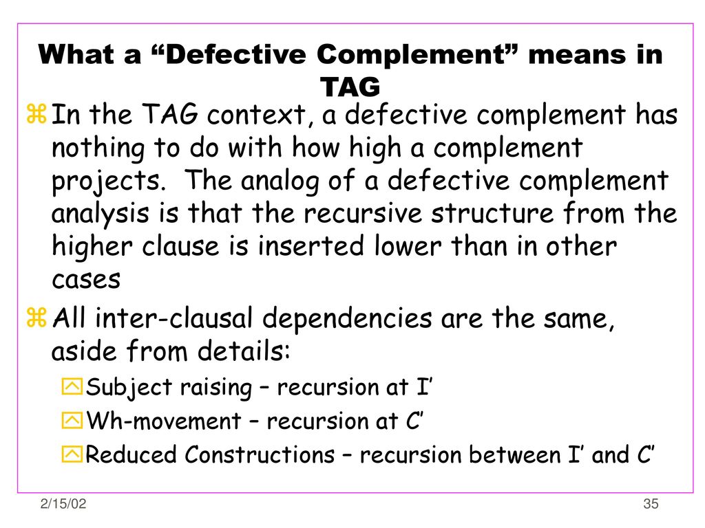What a Defective Complement means in TAG
