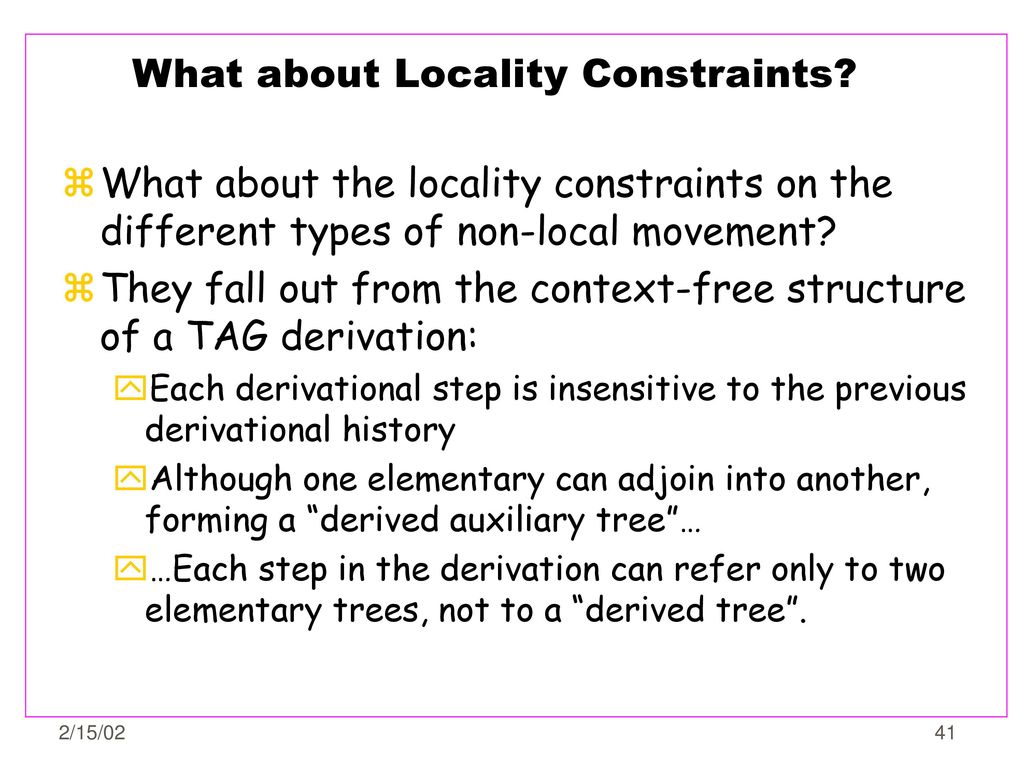 What about Locality Constraints