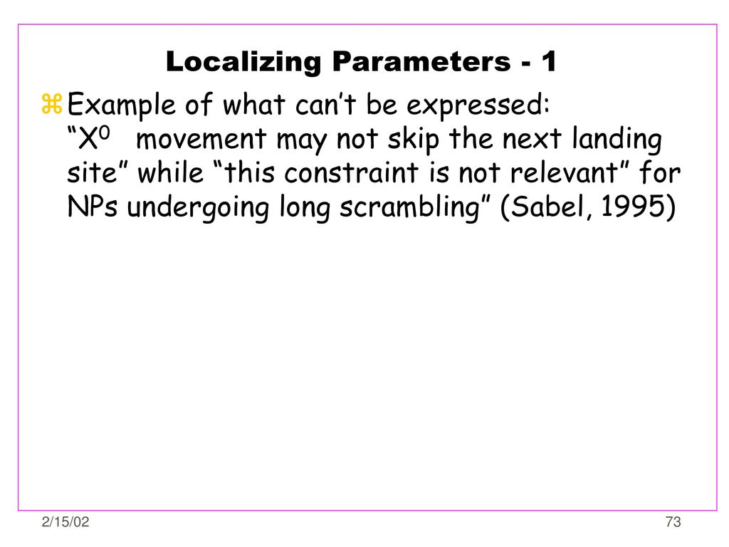 Localizing Parameters - 1