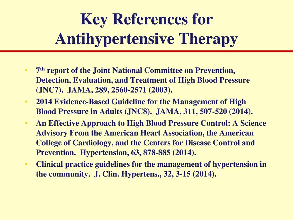 Key References for Antihypertensive Therapy