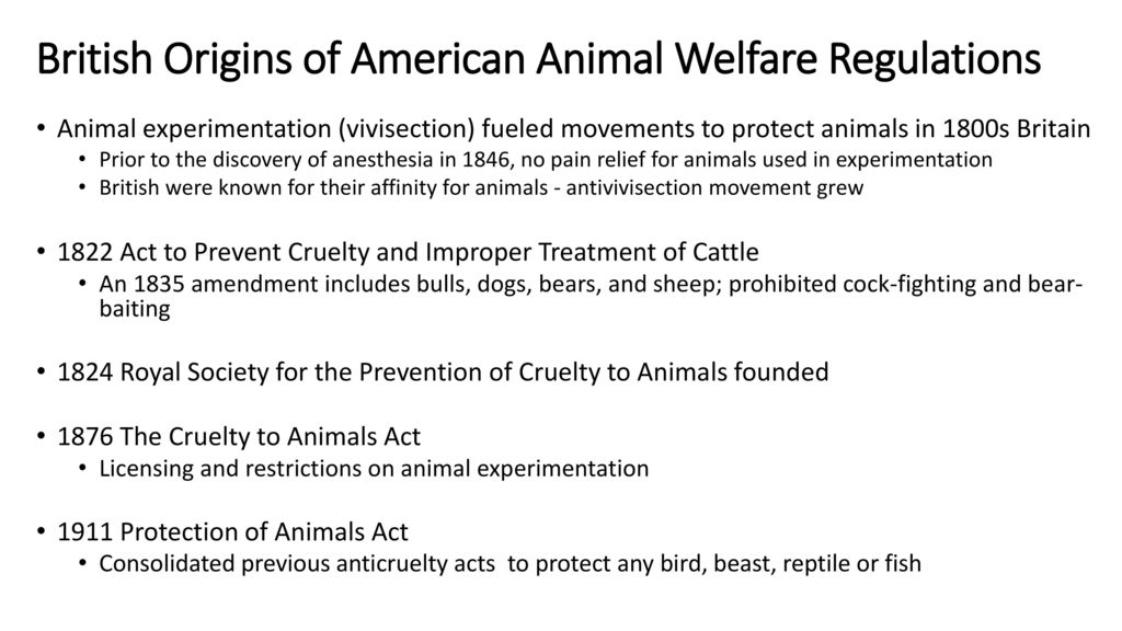 Historical Perspectives on the Regulation of Animal Welfare - ppt download
