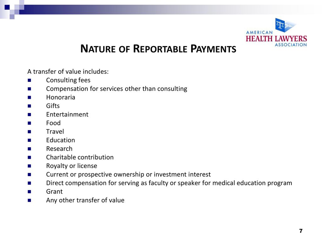 Nature of Reportable Payments