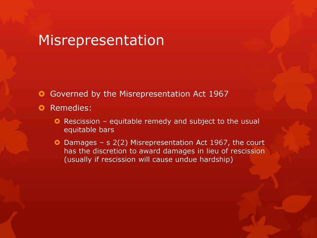 misrepresentation act 1967