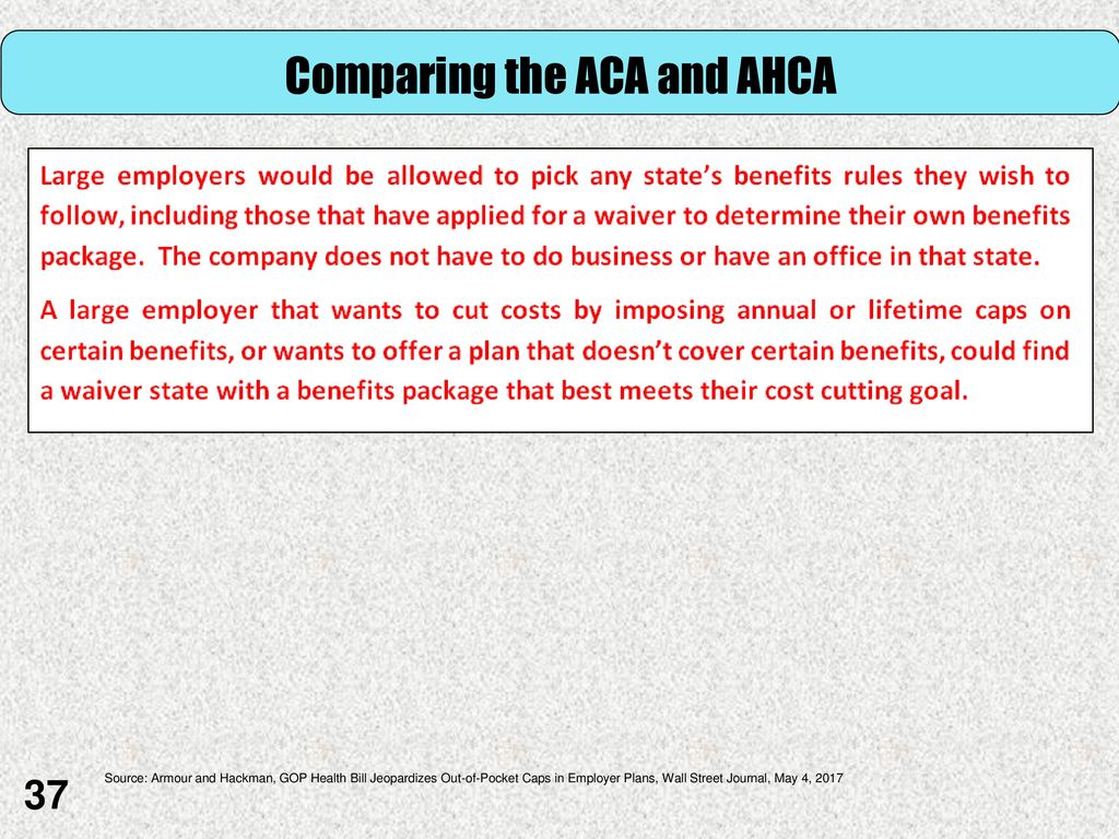 Comparing the ACA and AHCA