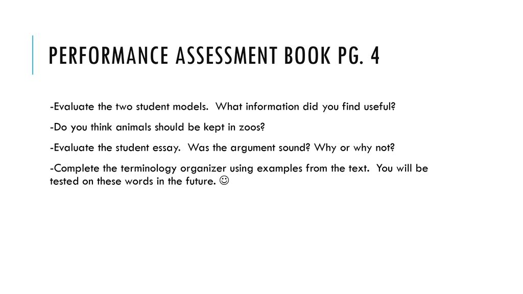Performance assessment book pg. 4