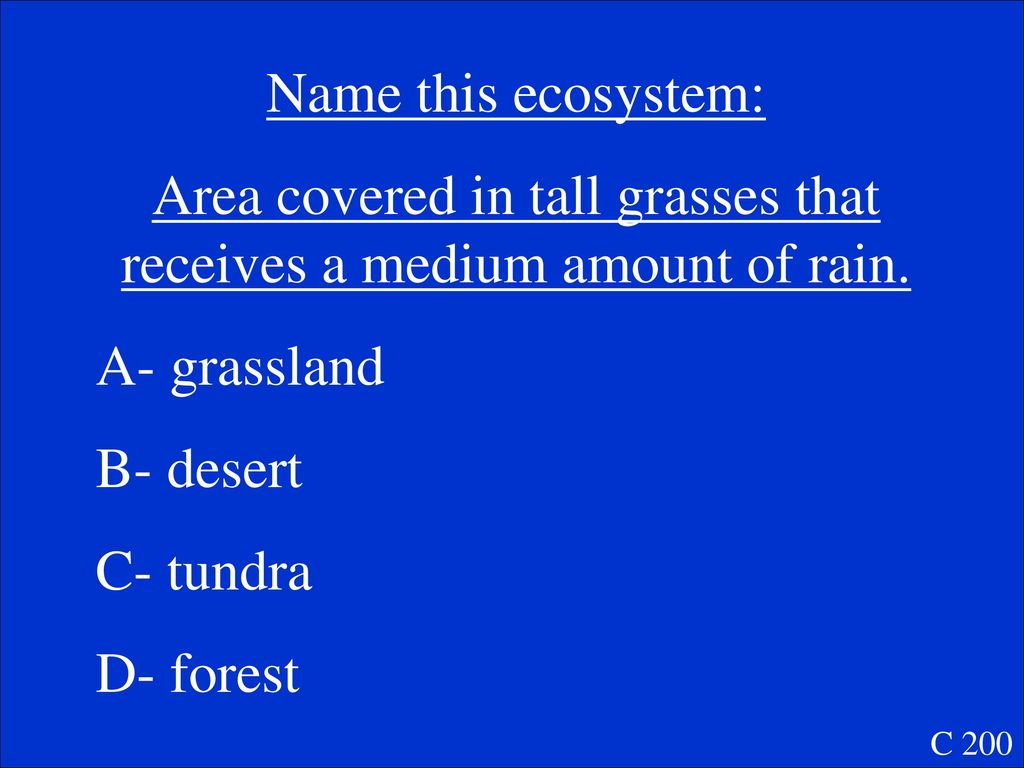 Area covered in tall grasses that receives a medium amount of rain.