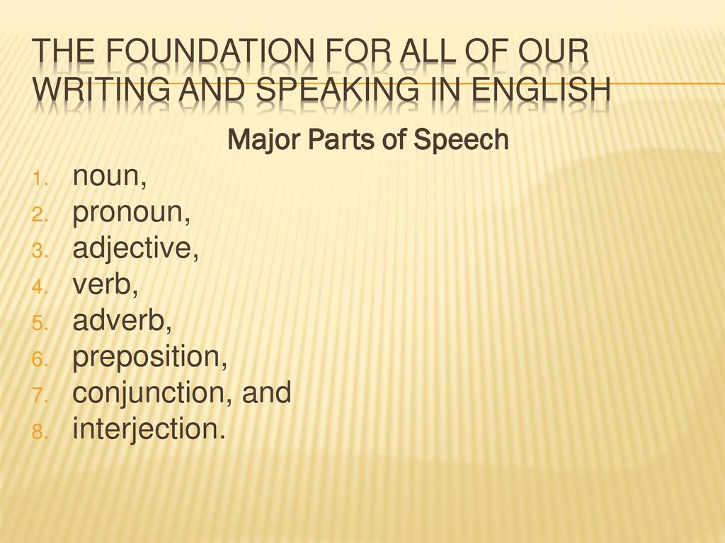 The foundation for all of our writing and speaking in English