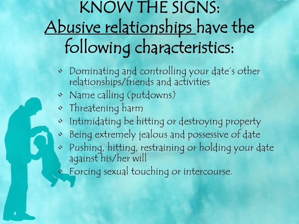 KNOW THE SIGNS: Abusive relationships have the following characteristics: