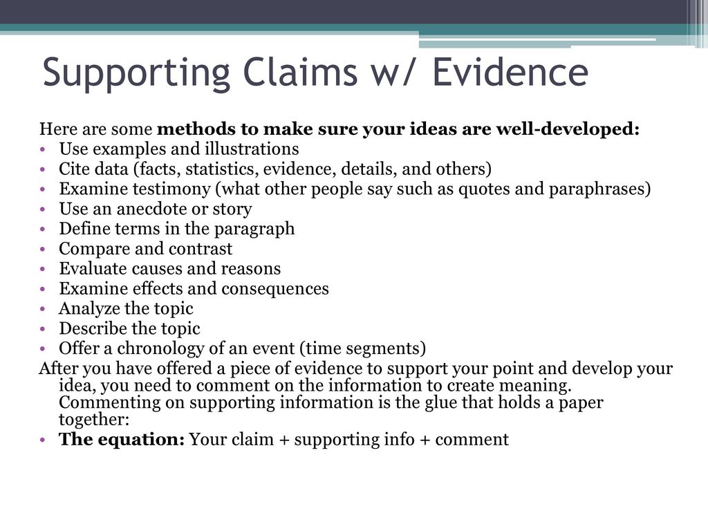 supporting claims with evidence examples