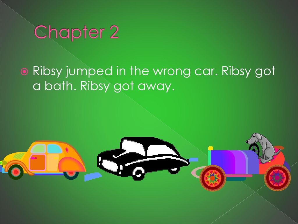 Chapter 2 Ribsy jumped in the wrong car. Ribsy got a bath. Ribsy got away.