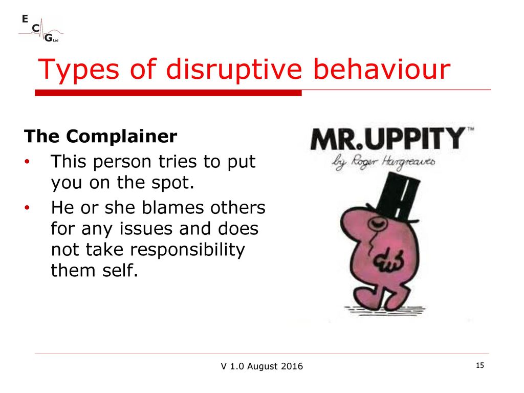 Types of disruptive behaviour