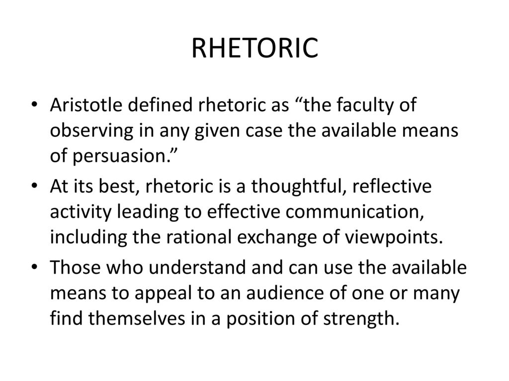 how does aristotle define rhetoric