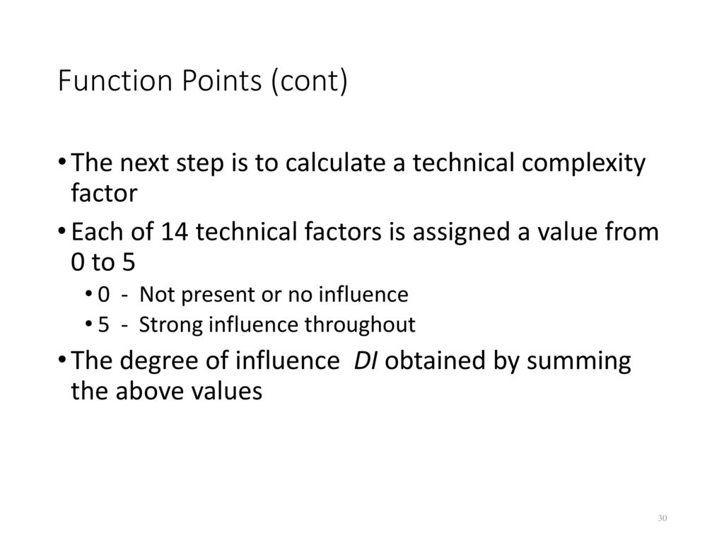 Function Points (cont)